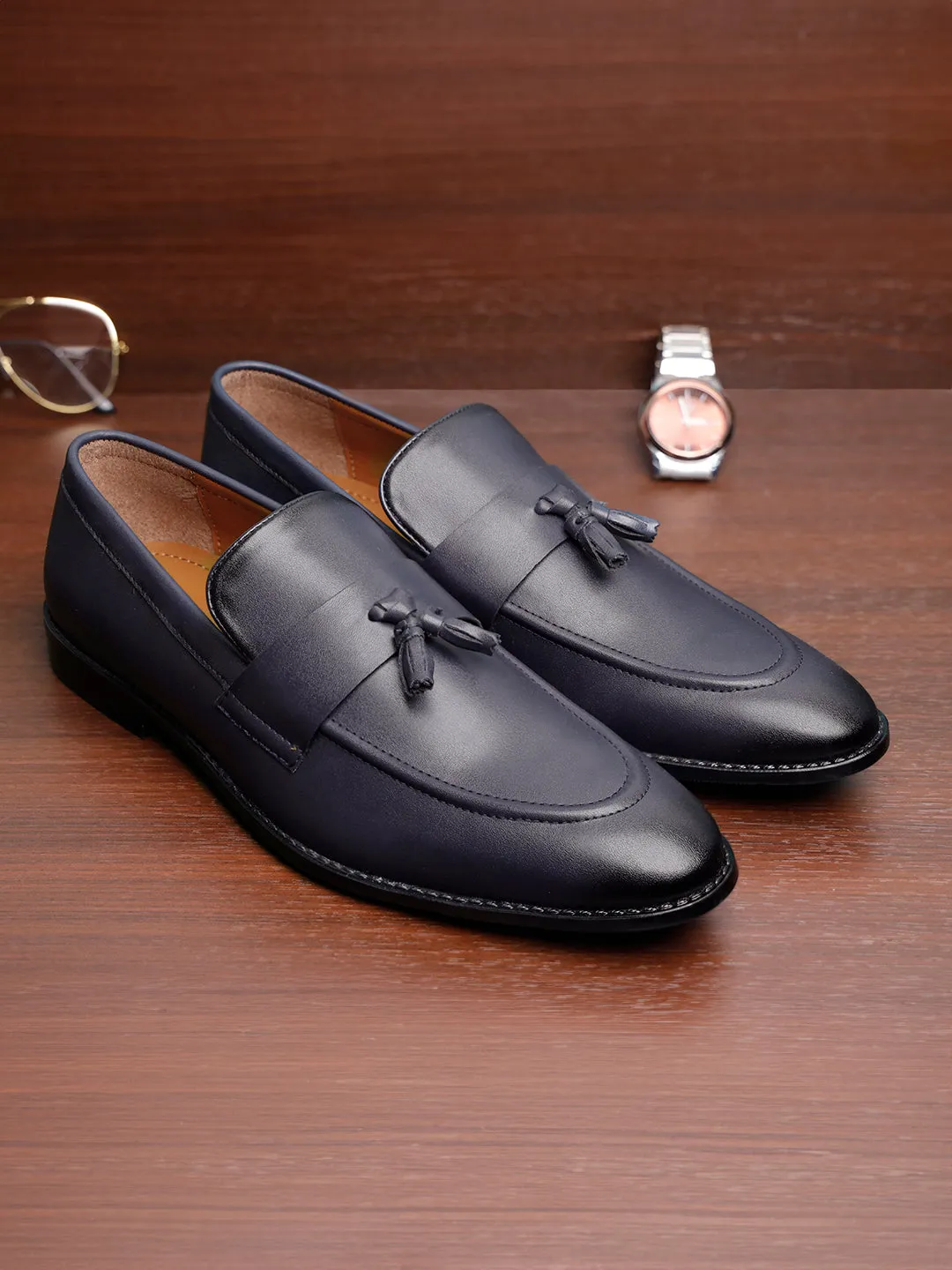 Federal Blue Handcrafted Tassel Style Comfortable Moccasins