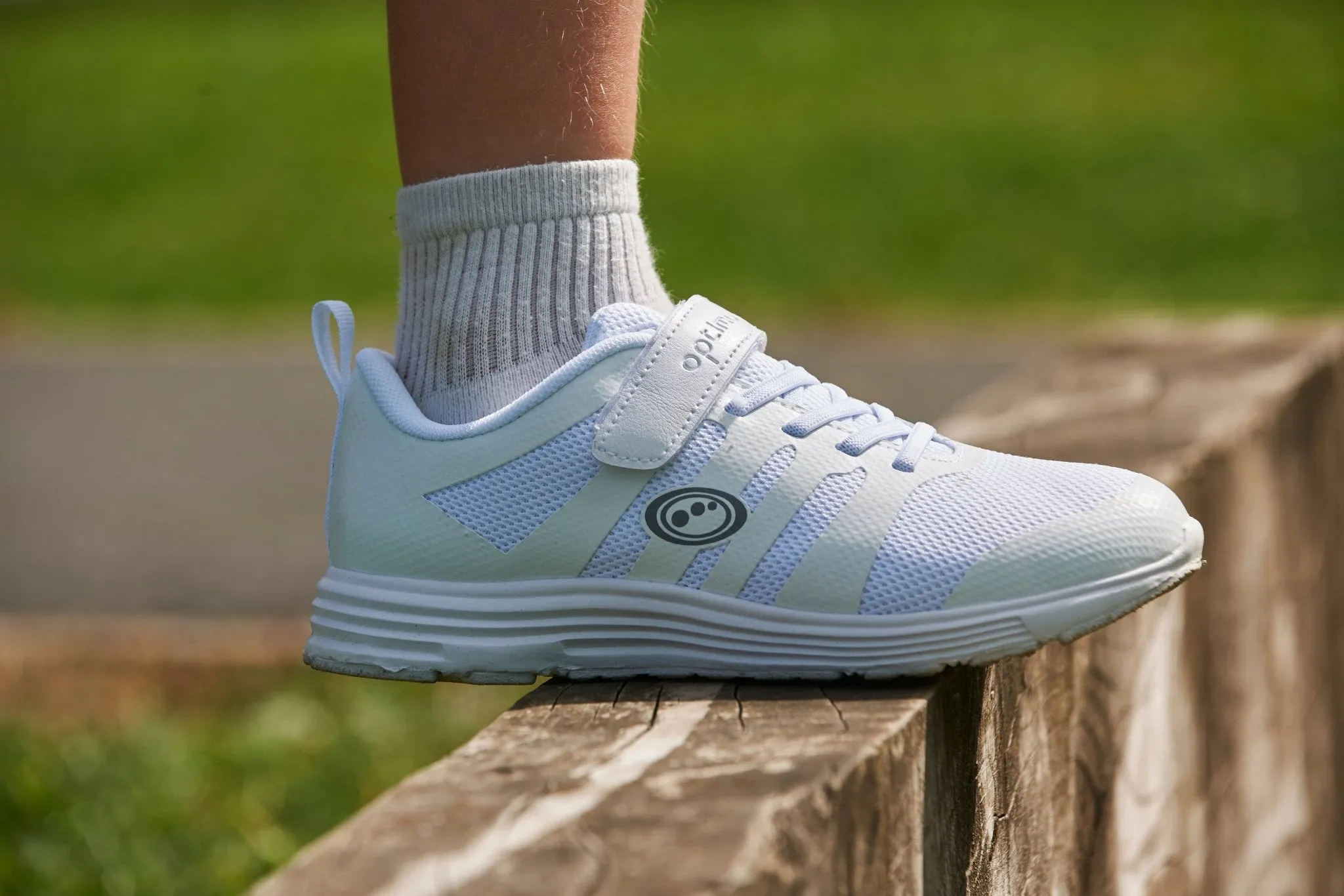 Mesh Top School Trainer Easy Fasten White