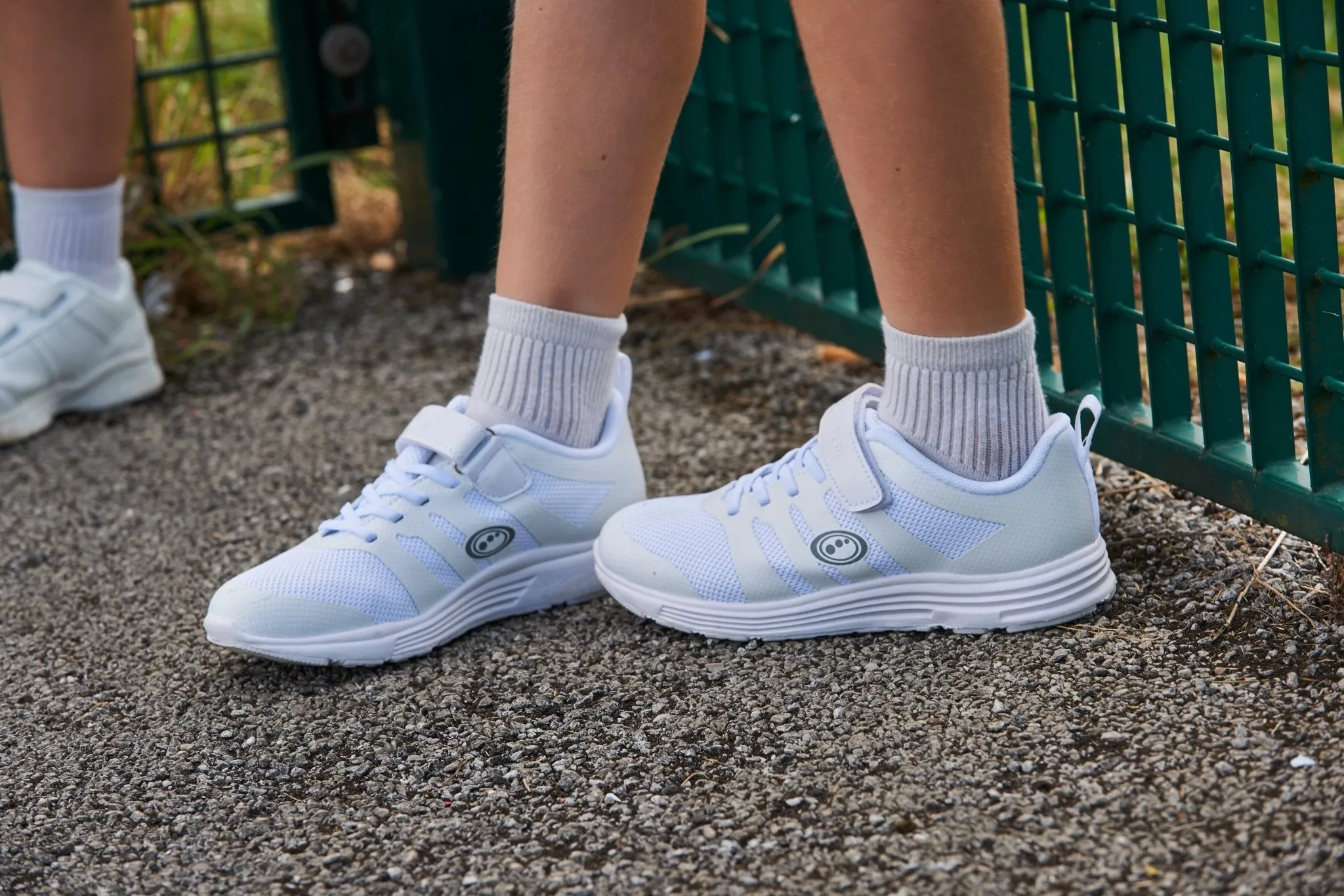 Mesh Top School Trainer Easy Fasten White